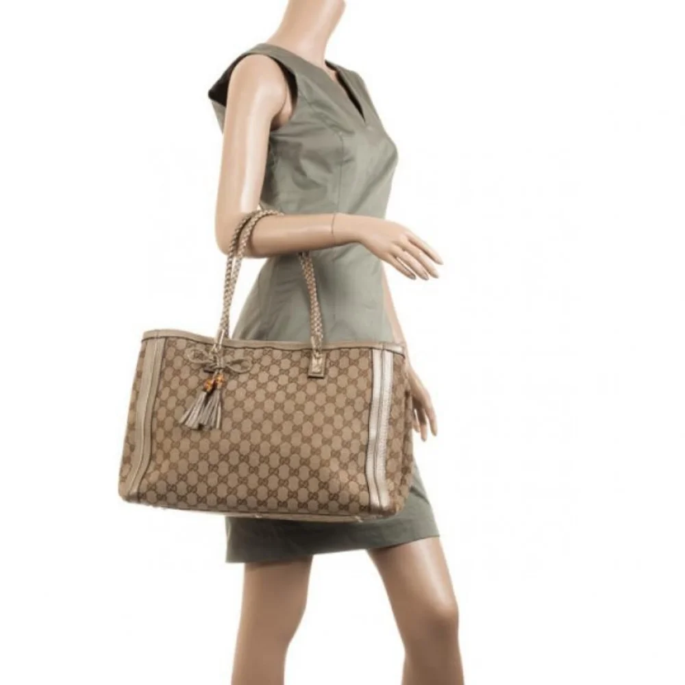 Gucci Bella Original Canvas GG Tote Bag Beige/Ebony